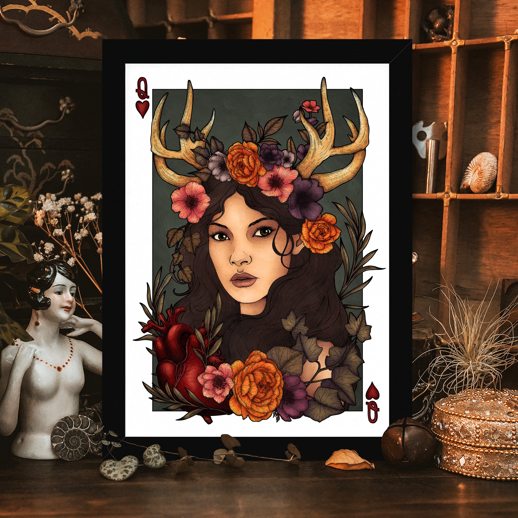 The Antler Queen - Framed Giclée Art Print