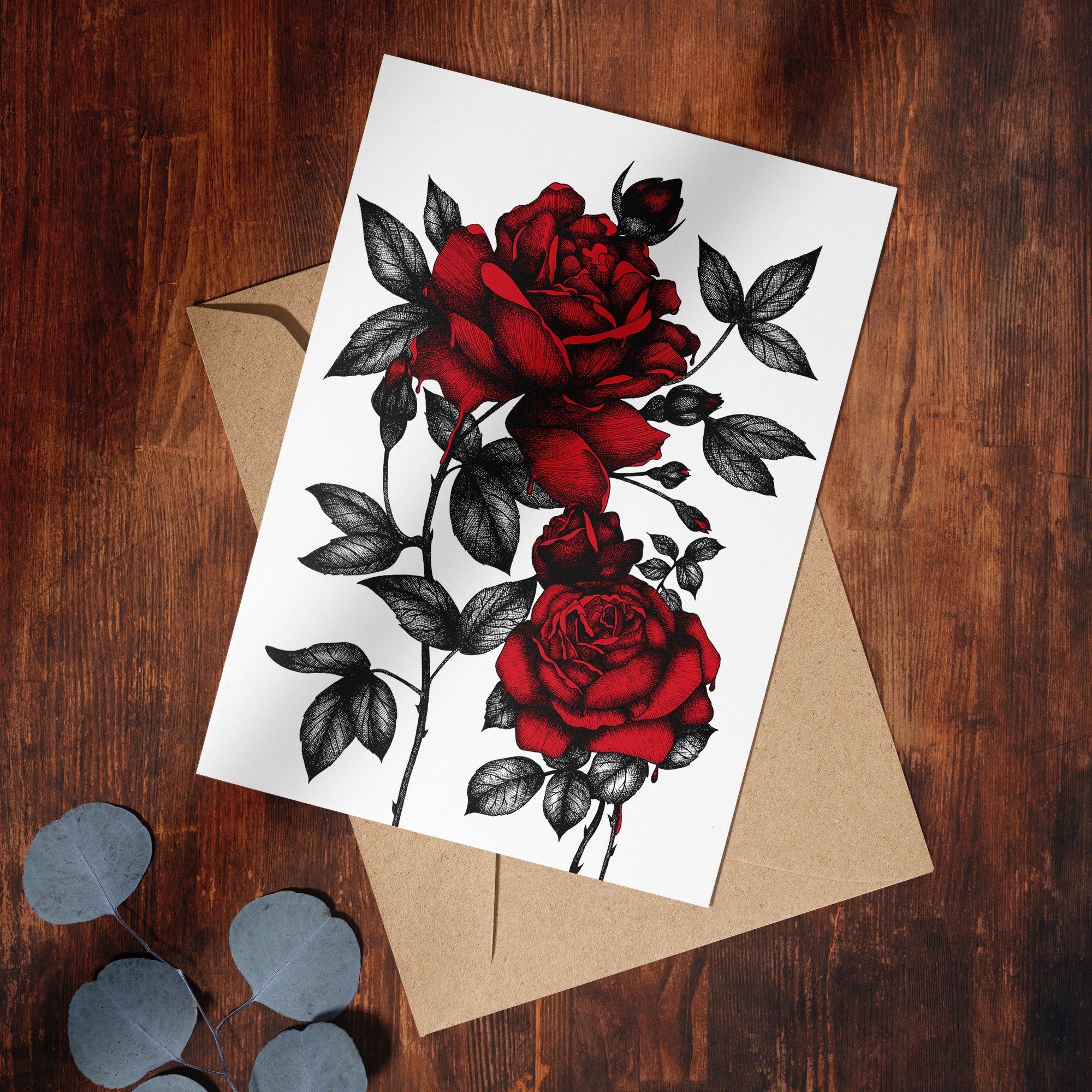 Bleeding Roses - Greeting Card