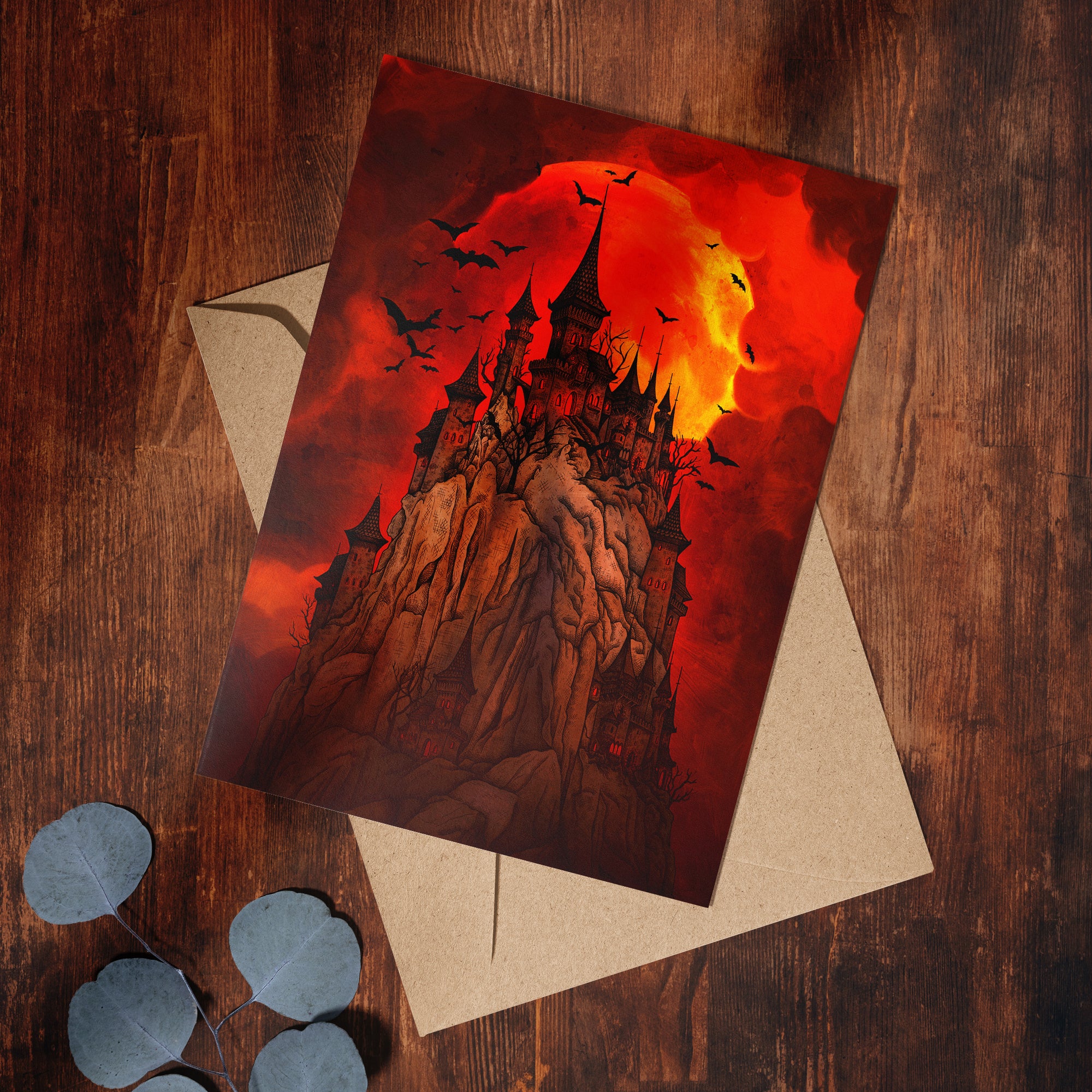 Blood Moon Castle - Greeting Card