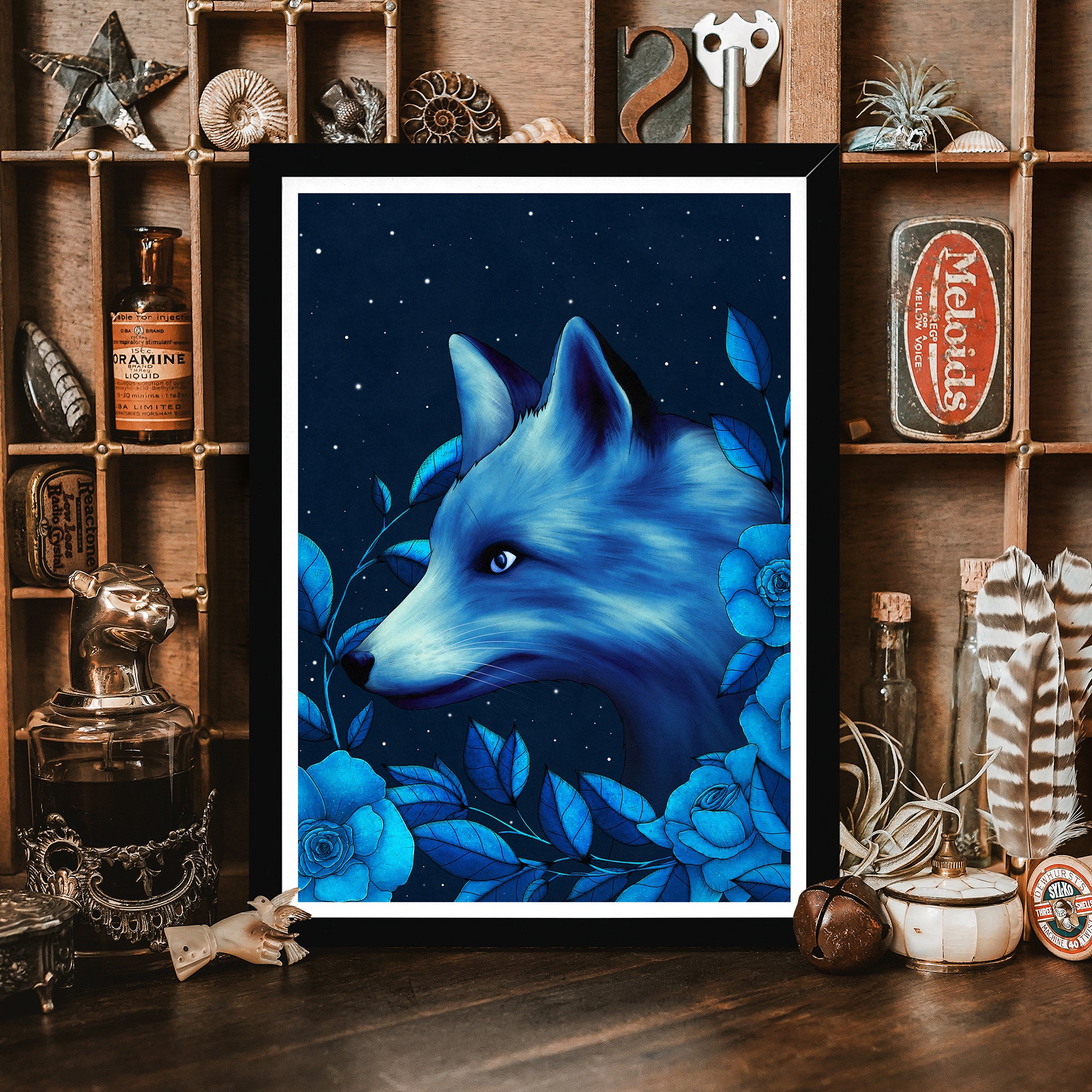 Celestial Fox - Framed Giclée Art Print