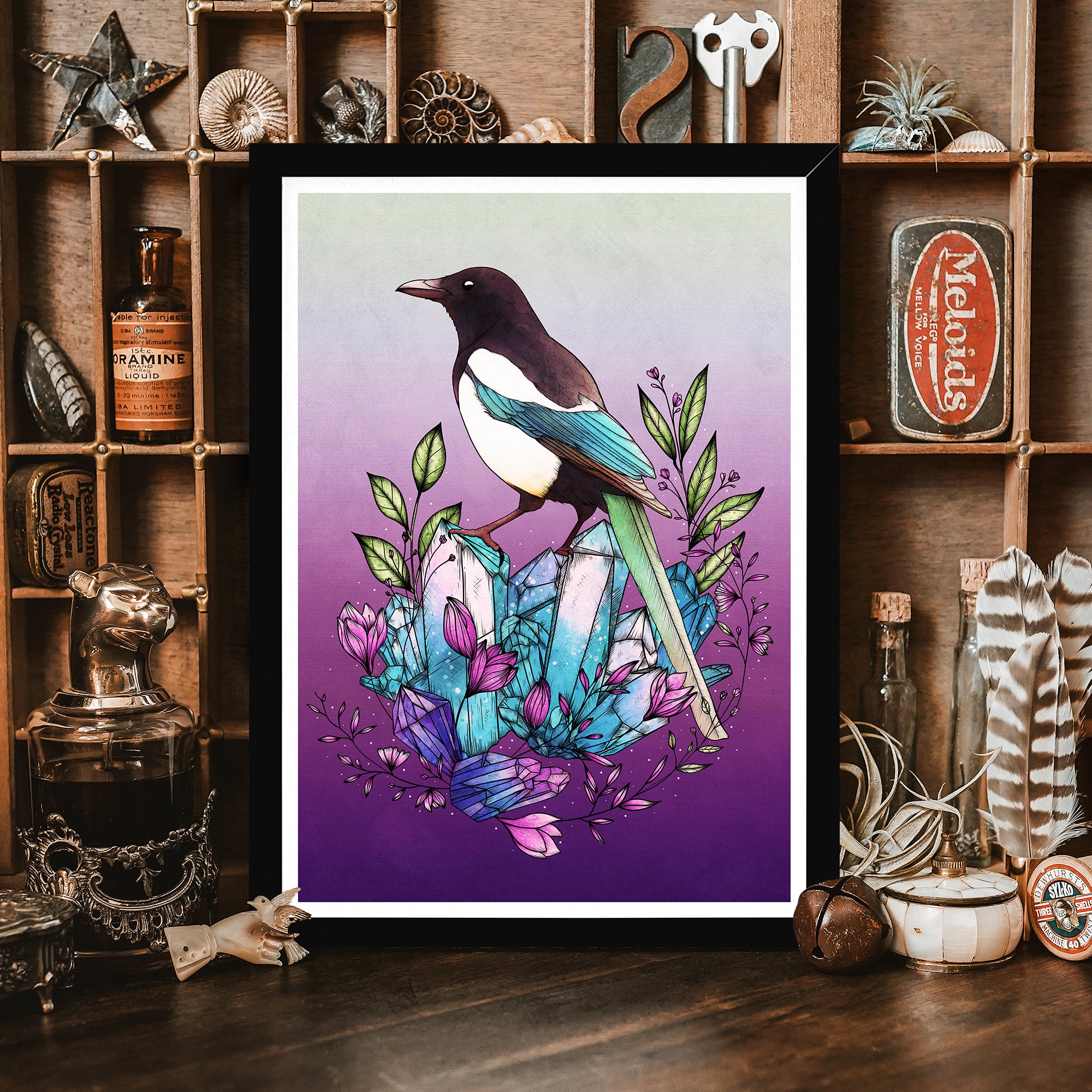 Crystal Magpie - Framed Giclée Art Print