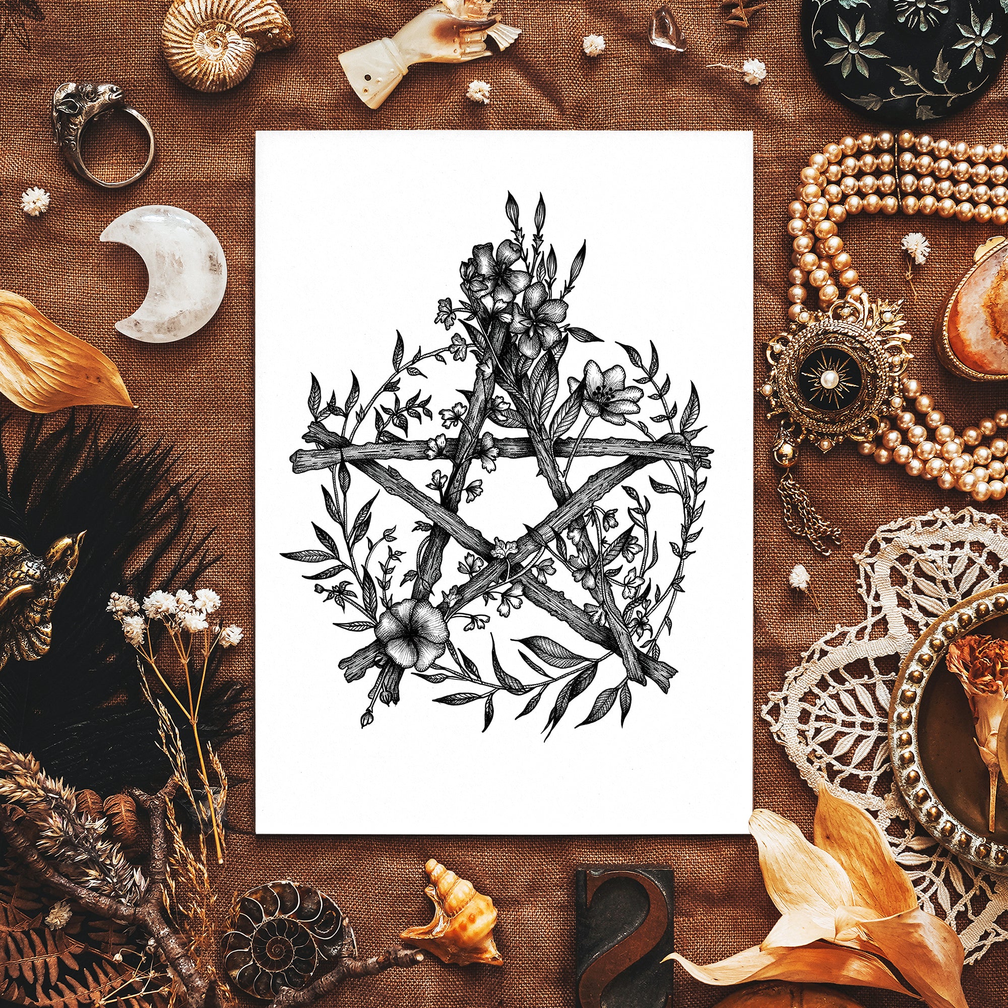 Floral Pentacle - Giclée Art Print