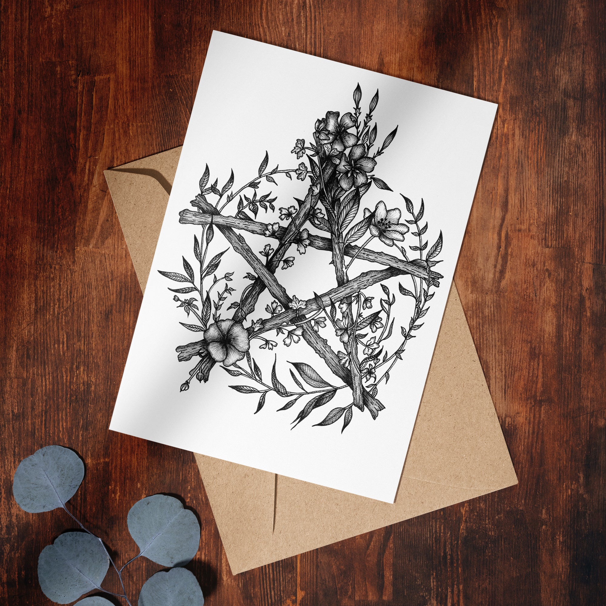 Floral Pentacle - Greeting Card