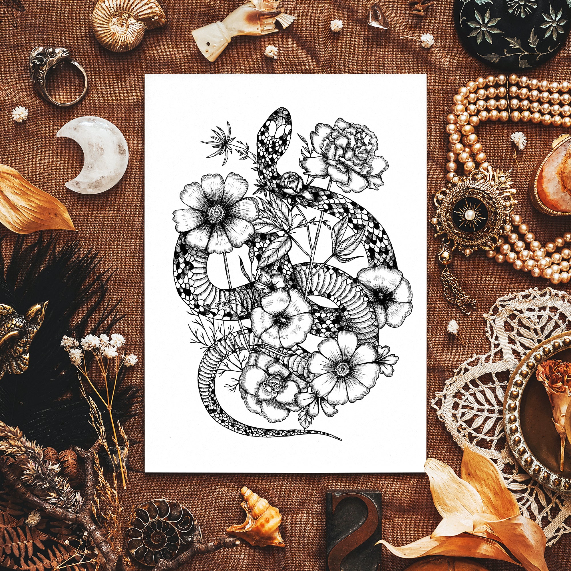 Floral Snake - Giclée Art Print