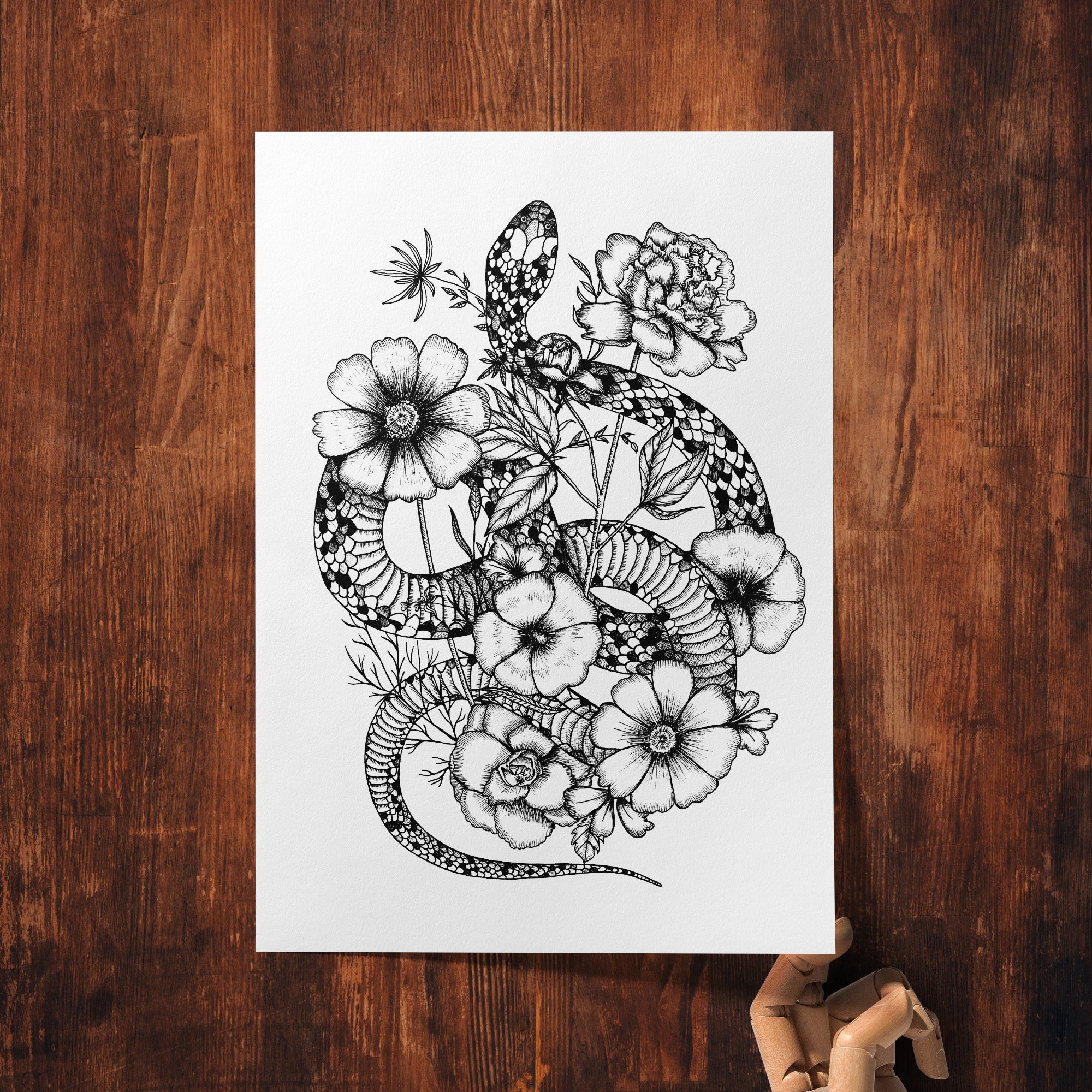 Floral Snake - Giclée Art Print