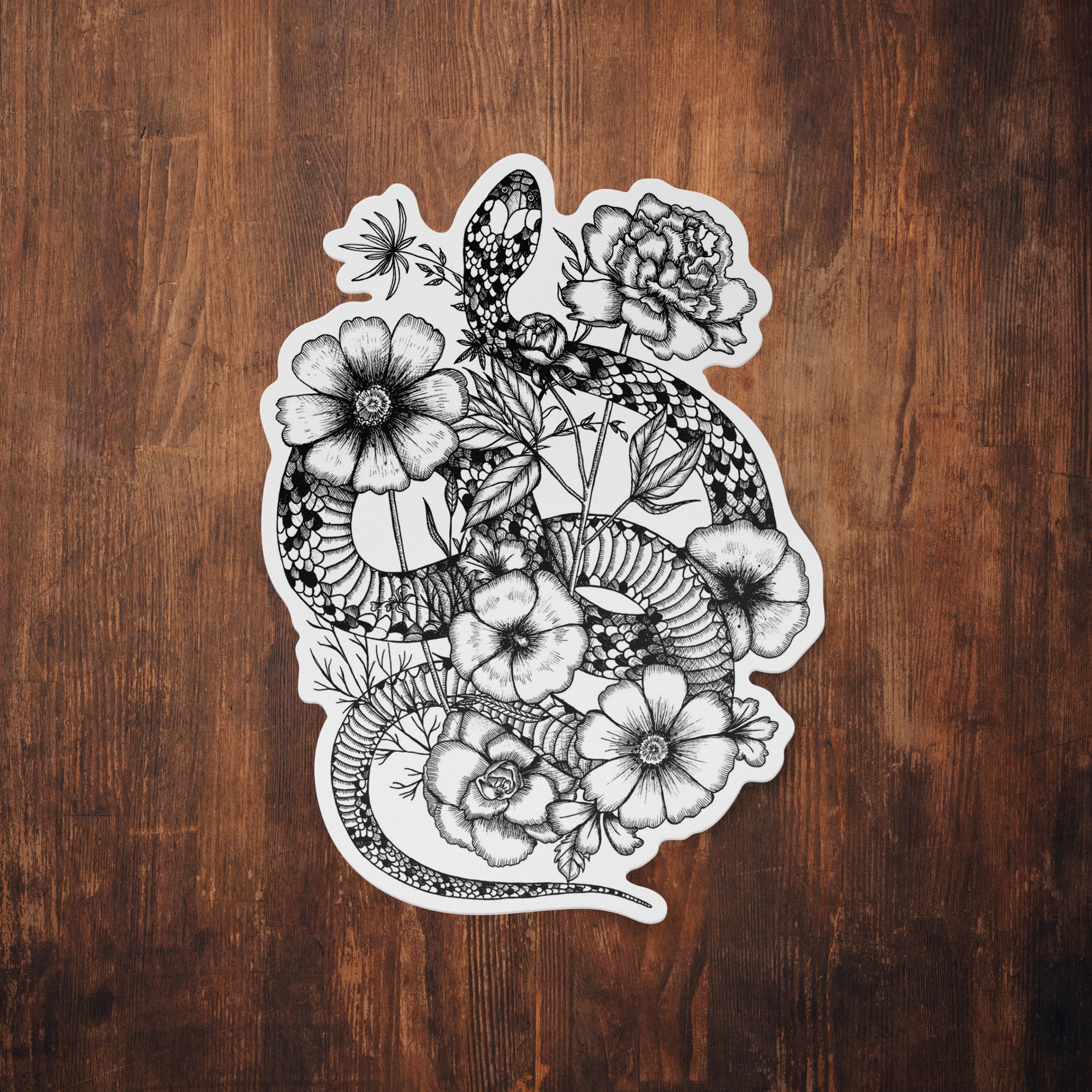 Floral Snake - Vinyl Sticker