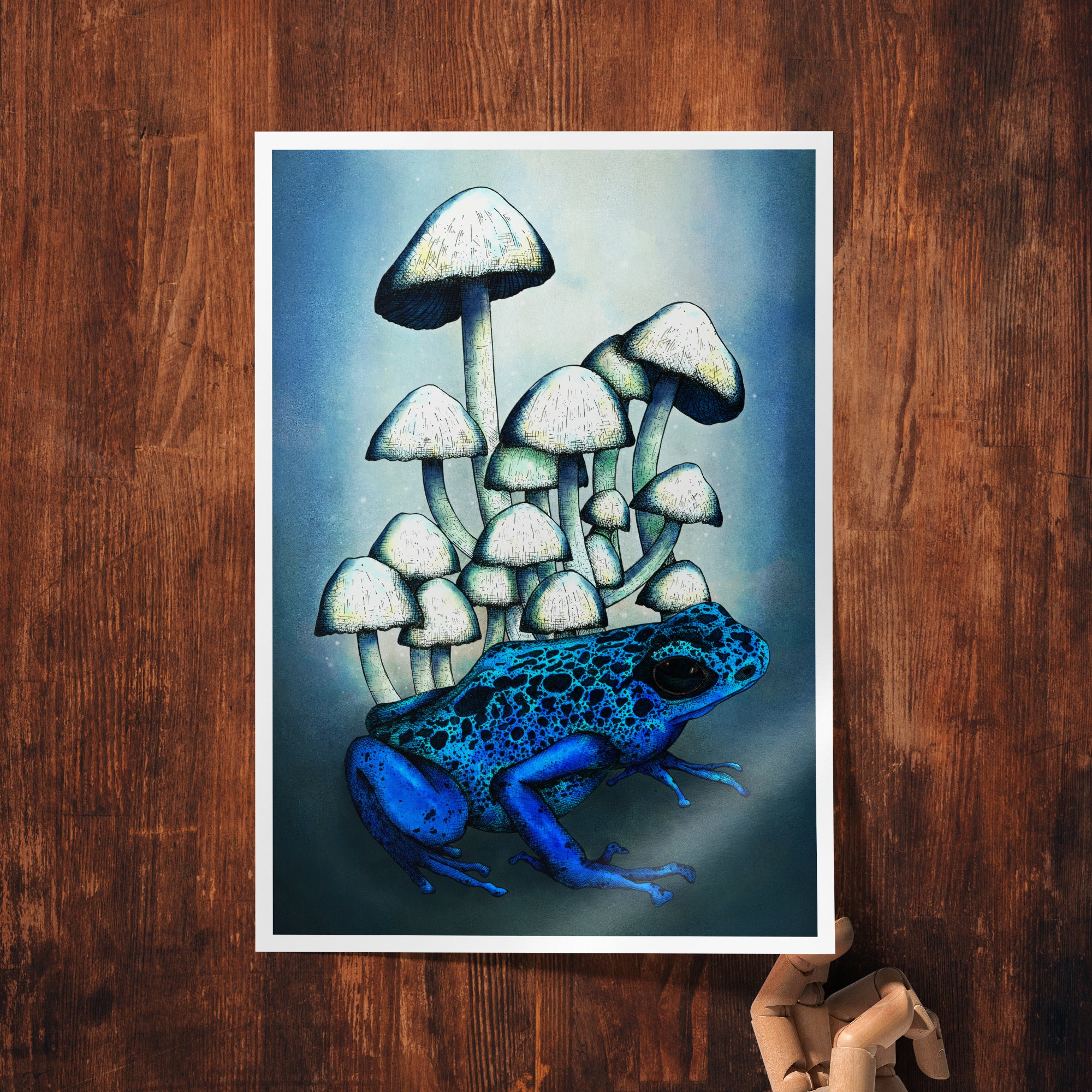 Frog and Mushrooms - Giclée Art Print