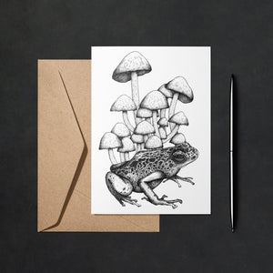 Frog and Mushrooms - Greeting Card