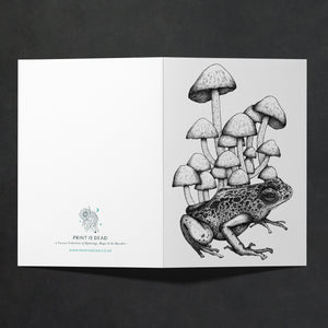 Frog and Mushrooms - Greeting Card