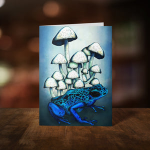 Frog and Mushrooms - Greeting Card