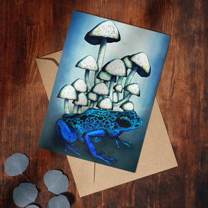 Frog and Mushrooms - Greeting Card