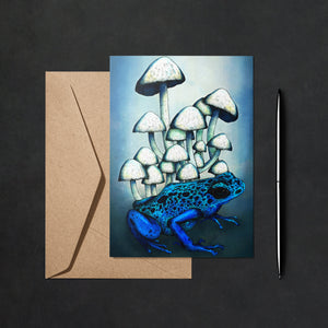 Frog and Mushrooms - Greeting Card