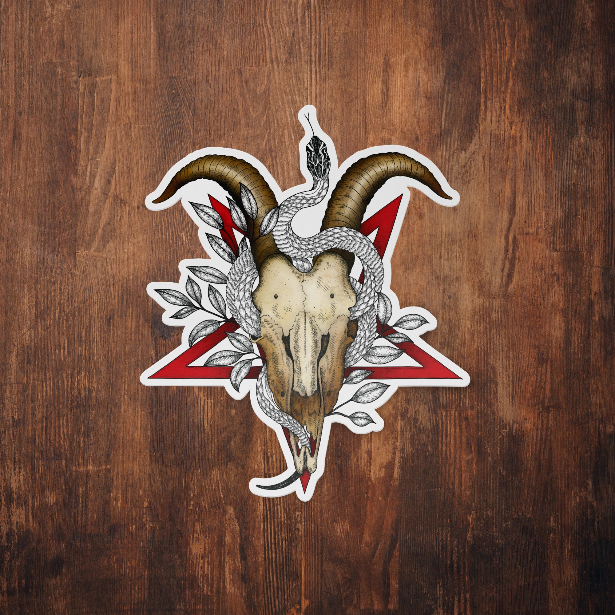 Goat Skull and Snake - Vinyl Sticker