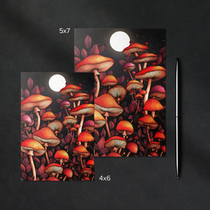 Moon Mushrooms - Glossy Fine Art Postcard