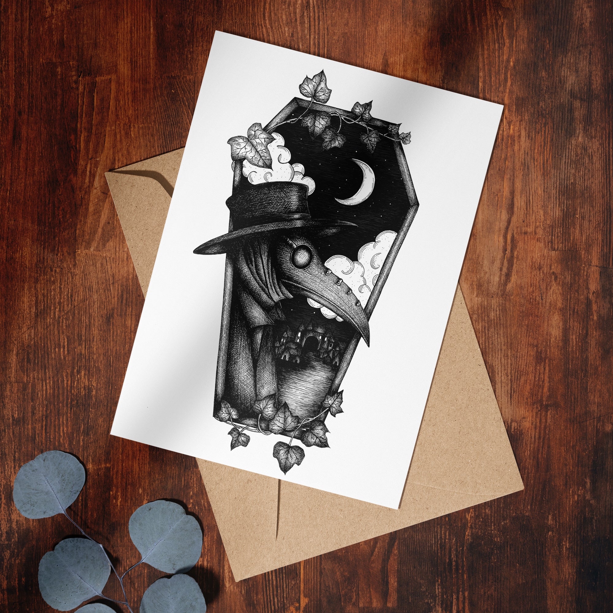 Plague Doctor Coffin - Greeting Card