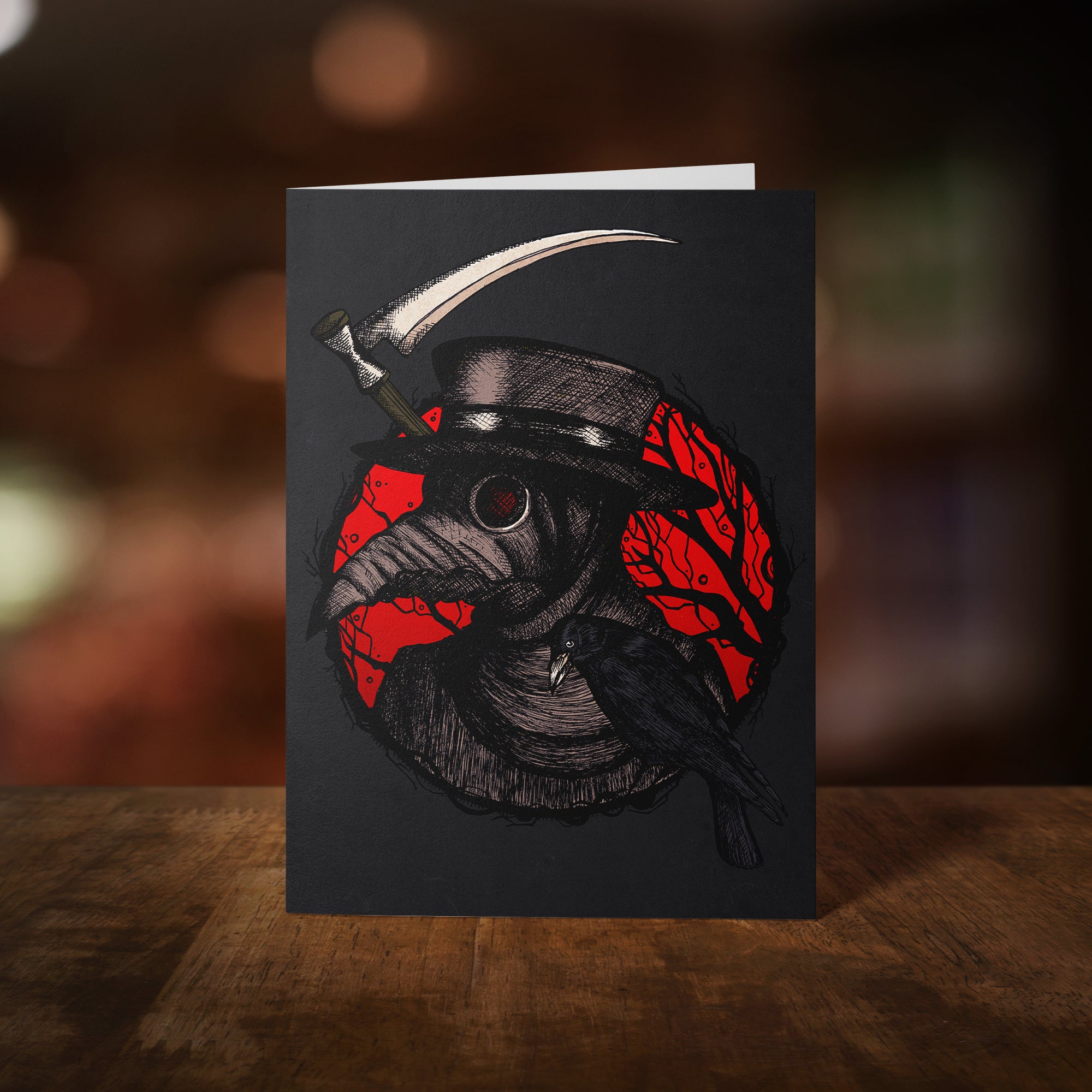 Plague Doctor and Raven - Greeting Card