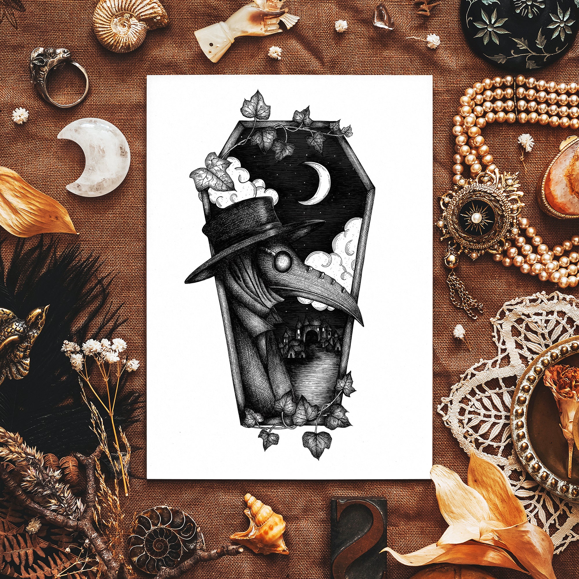 Plague Doctor Coffin - Giclée Art Print