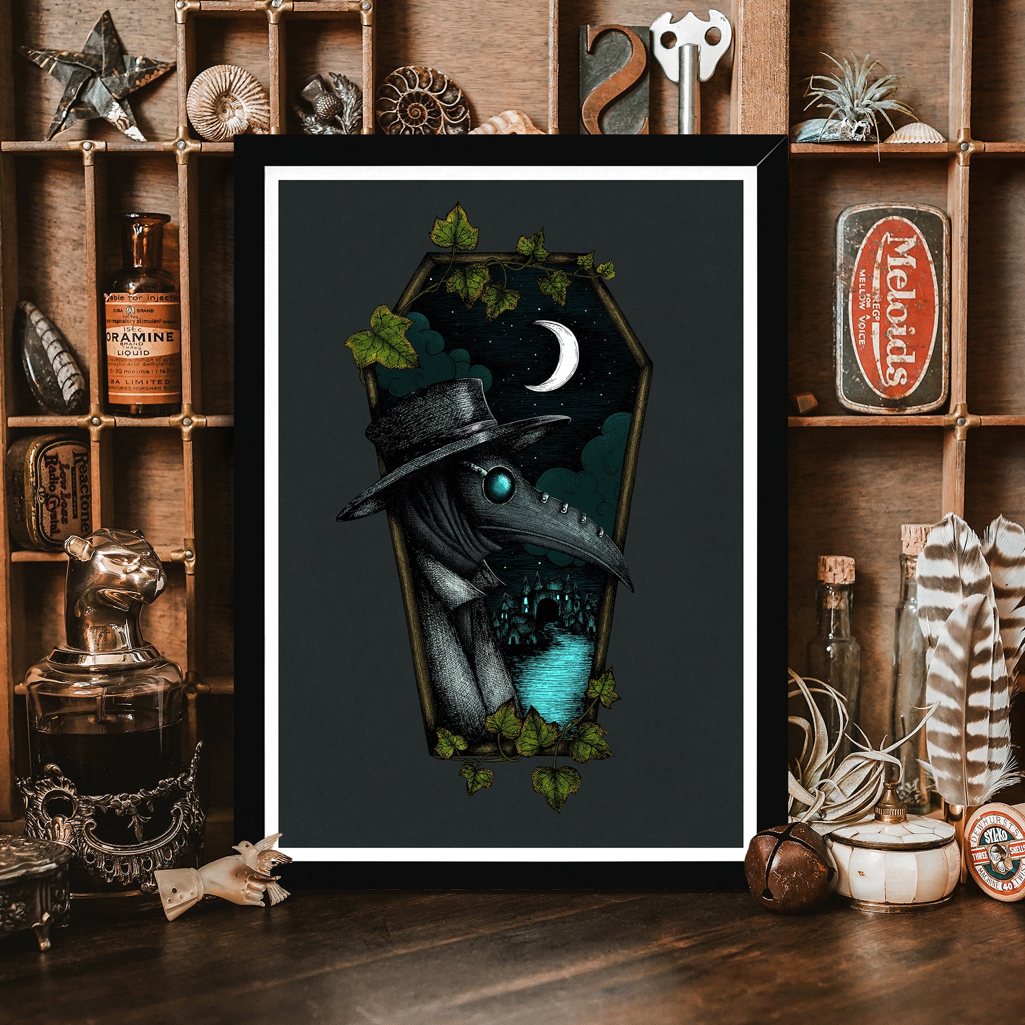 Plague Doctor Coffin - Framed Giclée Art Print