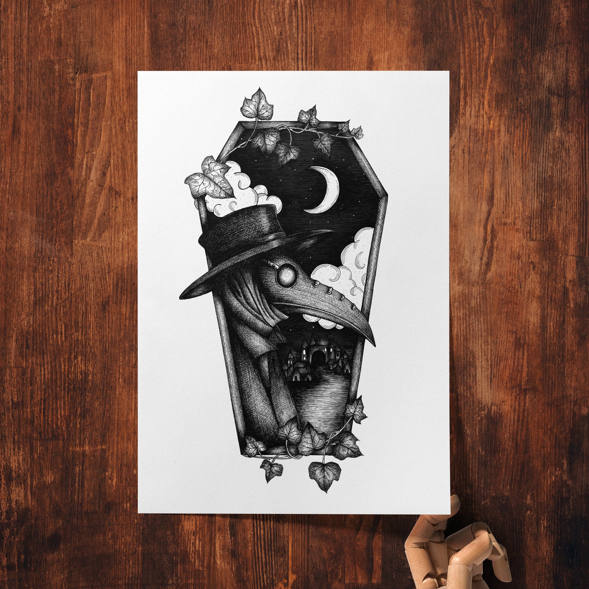 Plague Doctor Coffin - Giclée Art Print