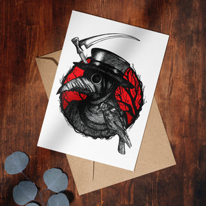 Plague Doctor and Raven - Greeting Card