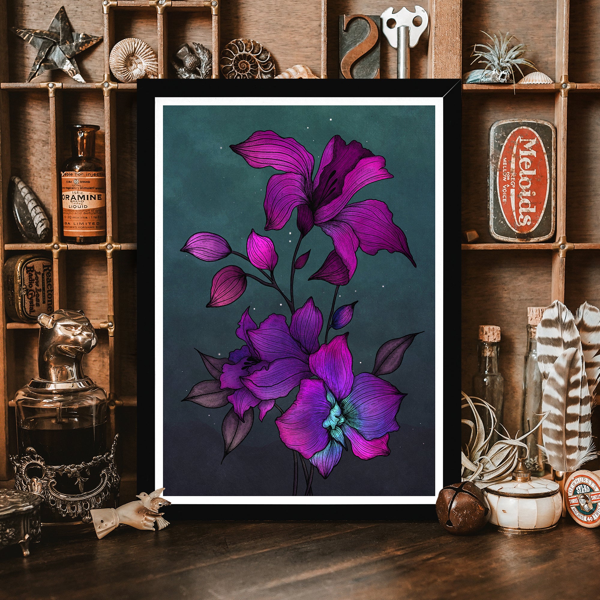 Purple Orchids - Framed Giclée Art Print