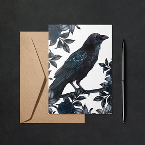 Raven and Roses - Greeting Card