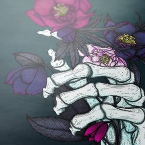 Skeleton and Hellebores - Giclée Art Print