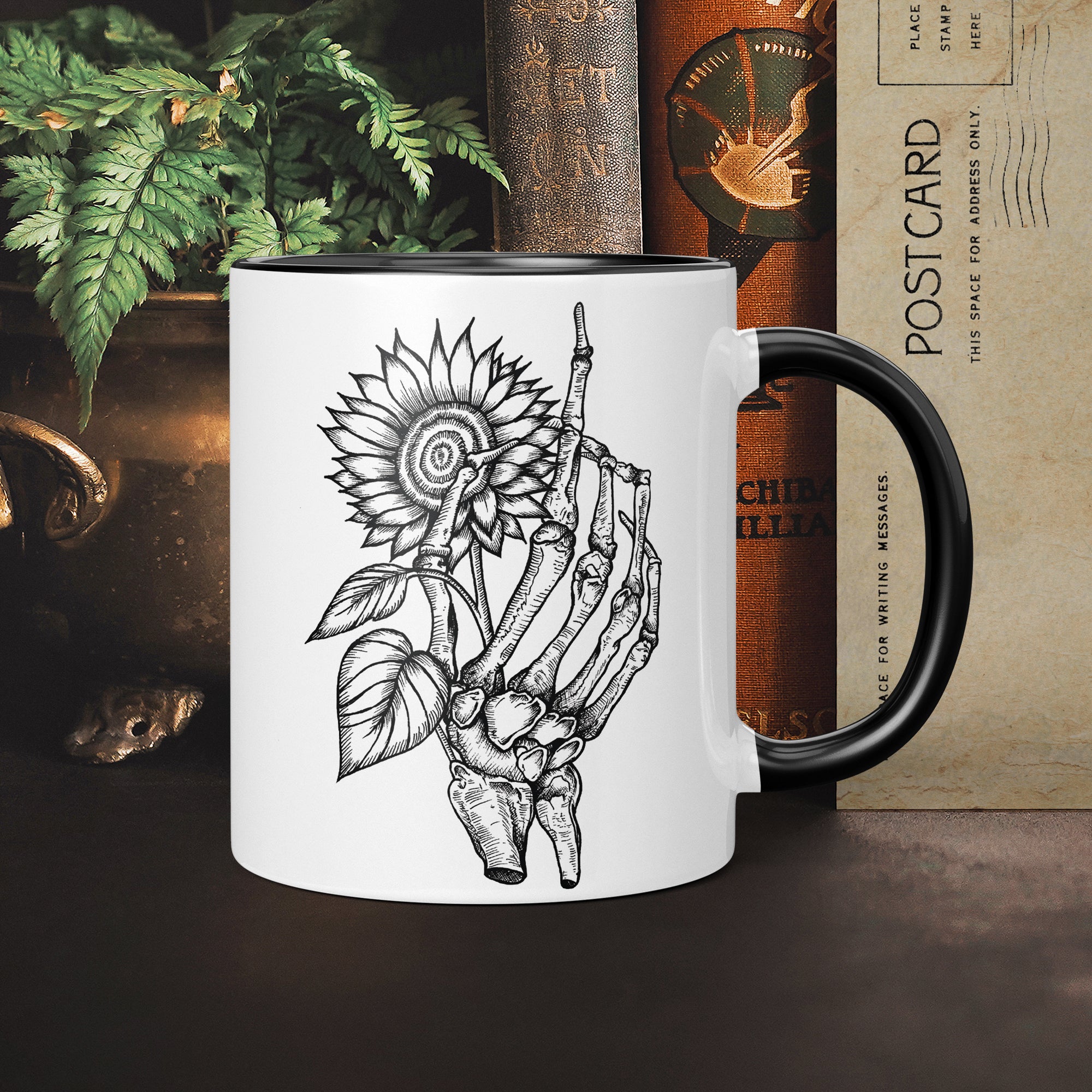 Skeleton and Sunflower - Ceramic Mug