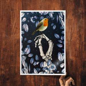 Skeleton and Robin - Giclée Art Print