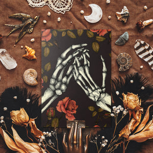 Skeleton and Roses - Glossy Fine Art Postcard