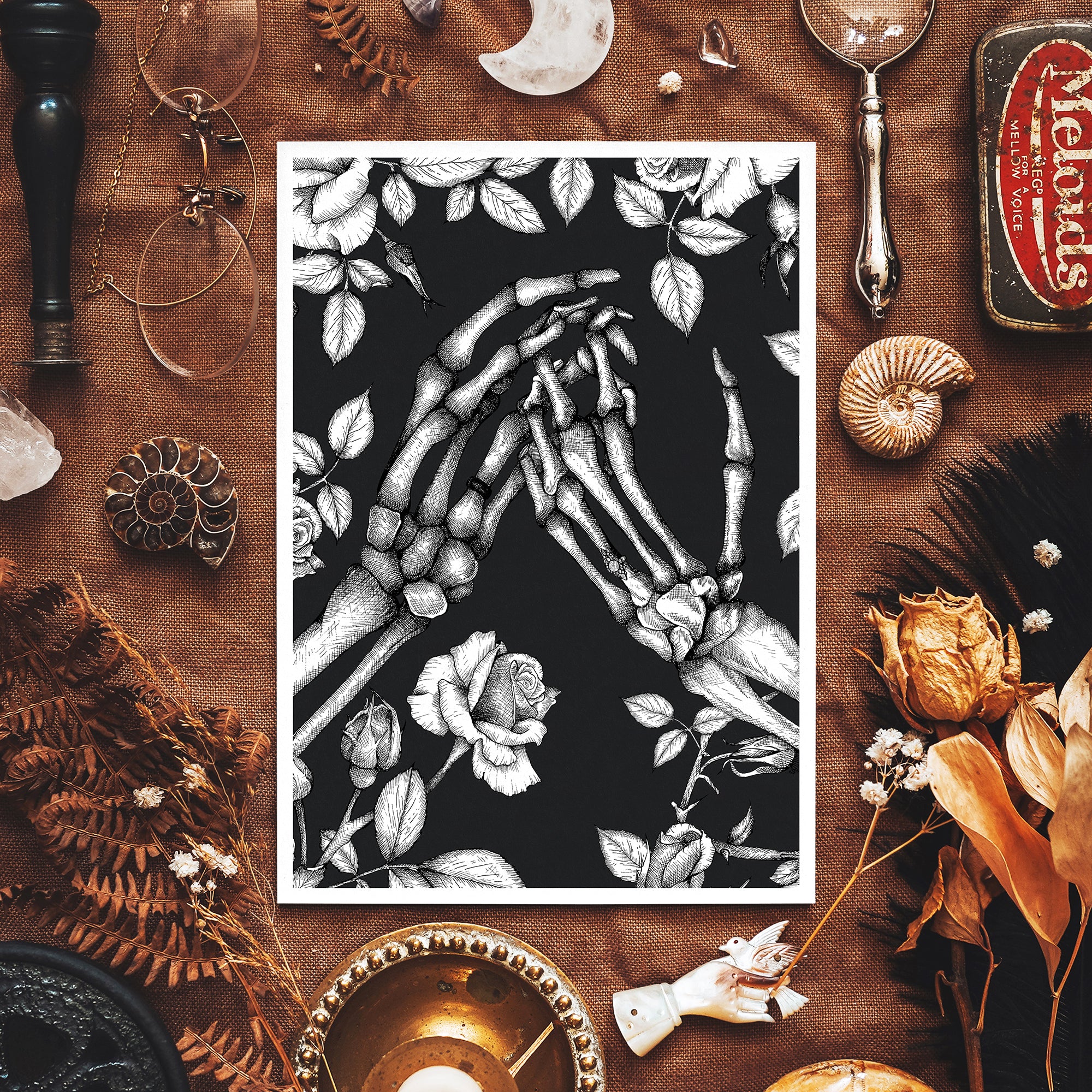 Skeleton and Roses - Giclée Art Print