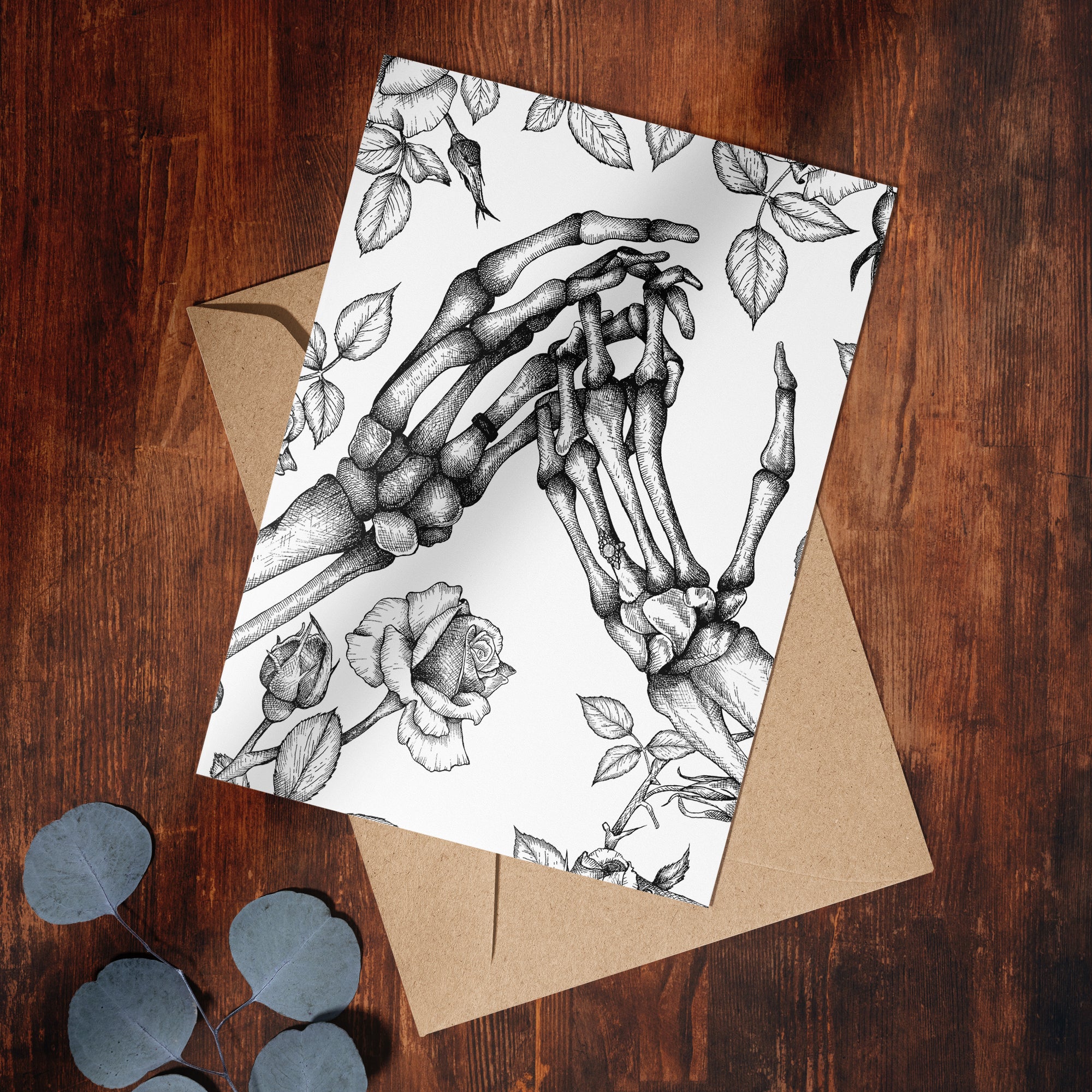 Skeleton and Roses - Greeting Card