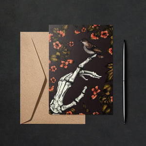 Skeleton and Sparrow - Greeting Card