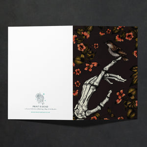 Skeleton and Sparrow - Greeting Card