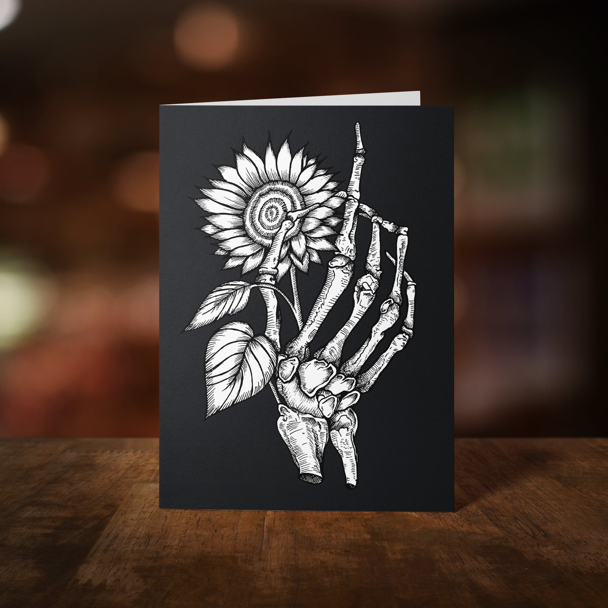 Skeleton and Sunflower - Greeting Card