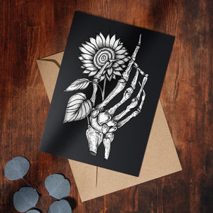 Skeleton and Sunflower - Greeting Card