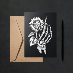 Skeleton and Sunflower - Greeting Card