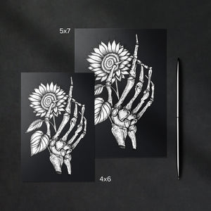 Skeleton and Sunflower - Greeting Card