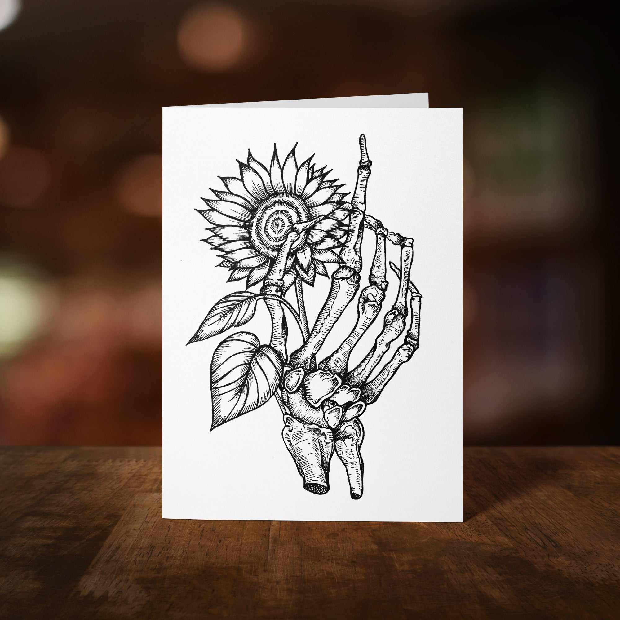 Skeleton and Sunflower - Greeting Card