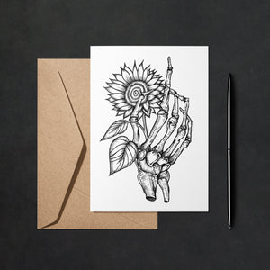 Skeleton and Sunflower - Greeting Card