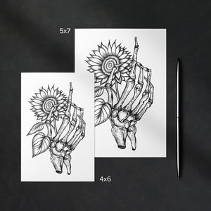 Skeleton and Sunflower - Greeting Card