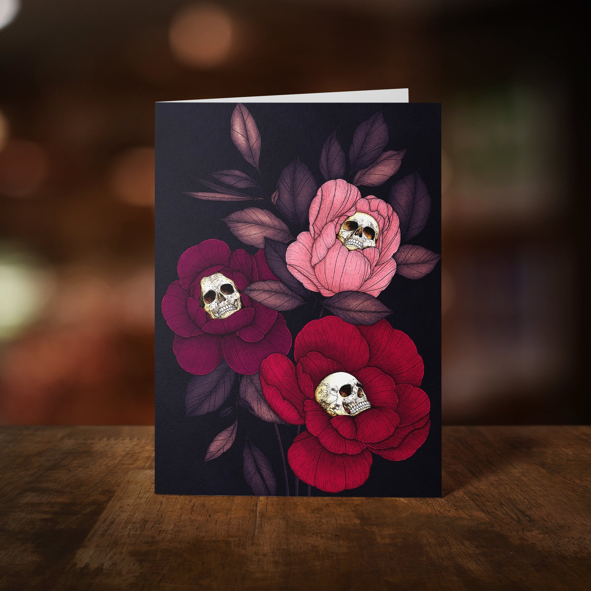 Skull Peonies - Greeting Card