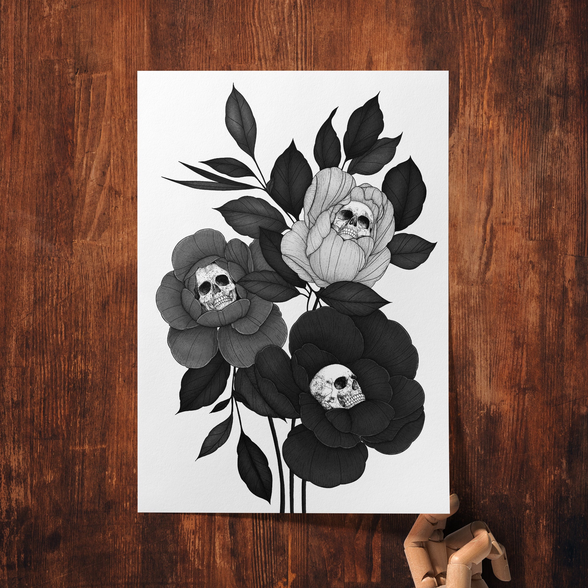 Skull Peonies - Giclée Art Print