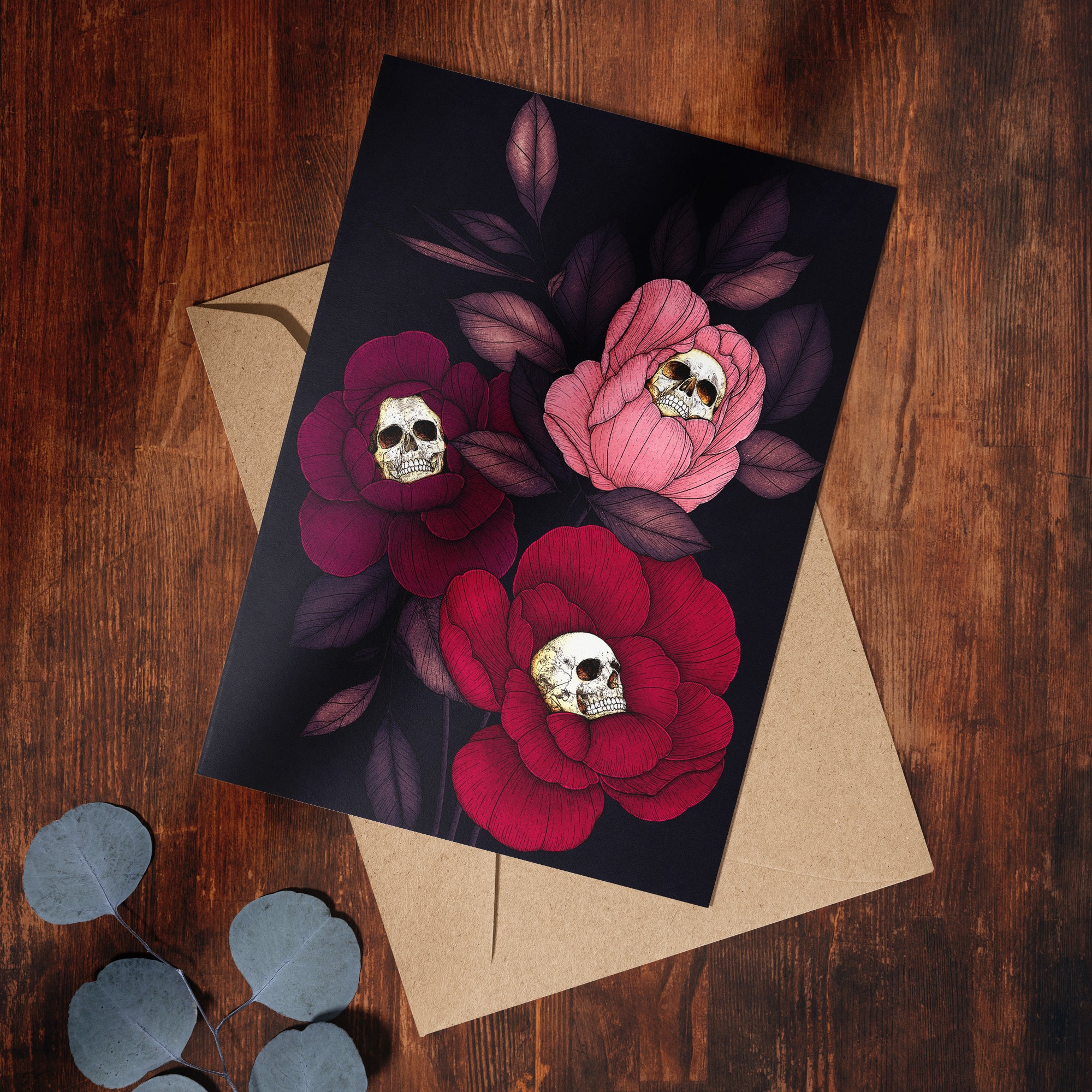 Skull Peonies - Greeting Card