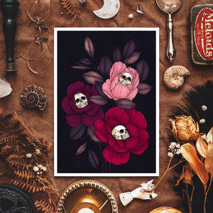 Skull Peonies - Giclée Art Print