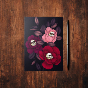 Skull Peonies - Glossy Fine Art Postcard