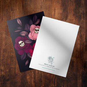 Skull Peonies - Glossy Fine Art Postcard