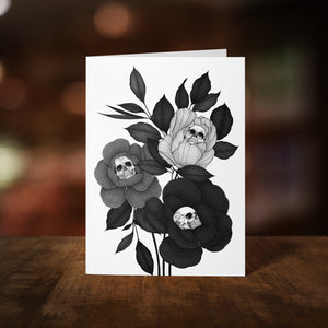 Skull Peonies - Greeting Card