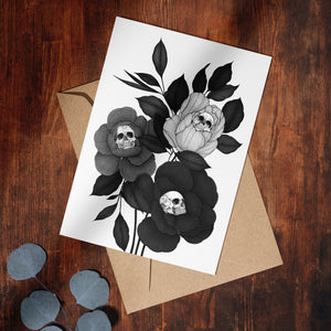 Skull Peonies - Greeting Card