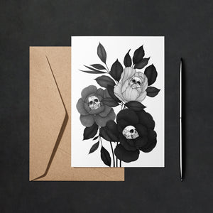 Skull Peonies - Greeting Card